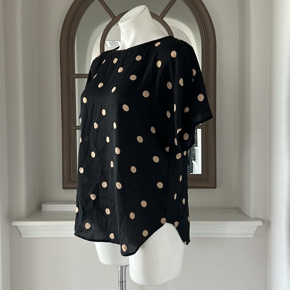 Anne Klein Large Dot Bateau Neck Short Sleeve Blouse, NWT, Size M - Picture 4 of 8